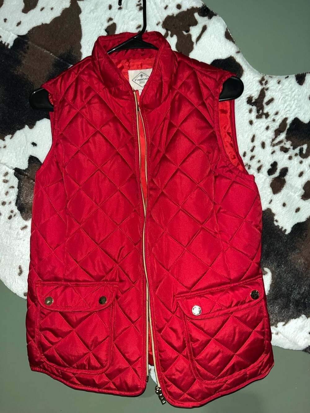 St. John's Bay Women's Quilted Full Zip Puffer Vest in Red